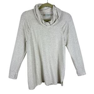 Aventura Gray Cream Heather Cowl Neck Long Sleeve Athleisure‎ Top Minimal Size S